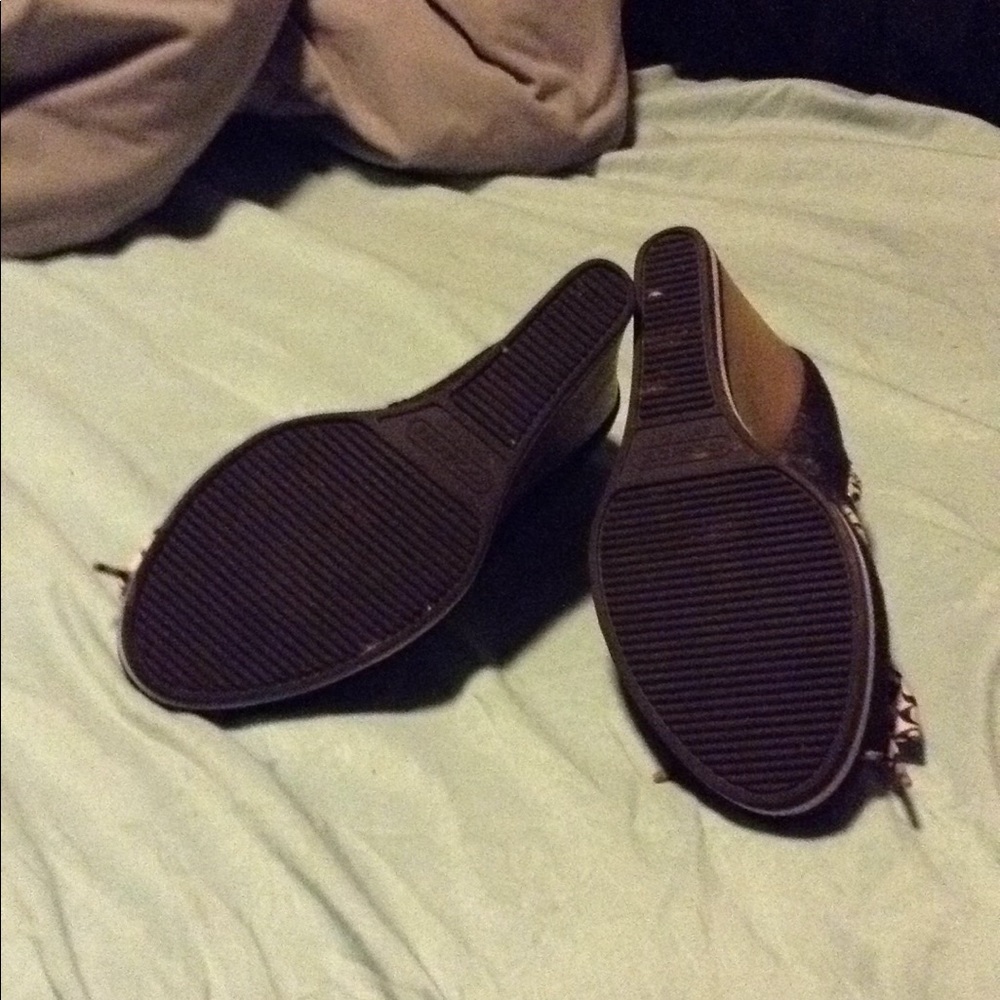 Coach canvas and wooden wedge with signature bow - Picture 3 of 4